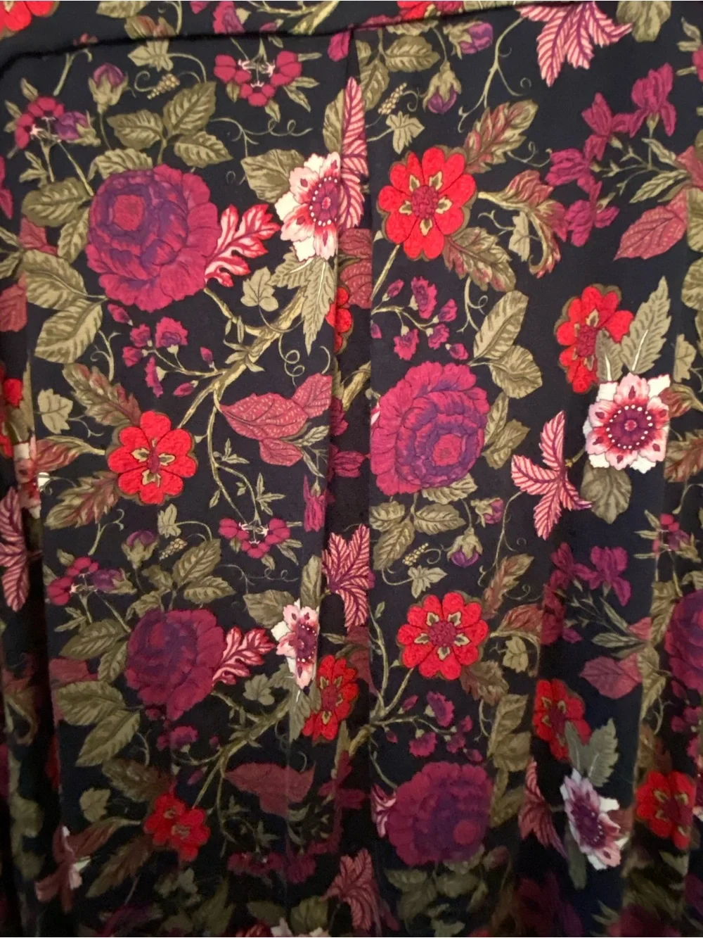 Khakis & Company Navy,Pink,Purple Floral Top ¾ Sleeves- Size Large New With Tags